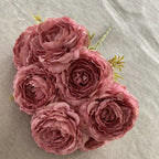 Bouquet de Pivoines en Tissu Soie, 7 Fleurs, 40 cm, Décoration Élégante pour Mariage et Intérieur