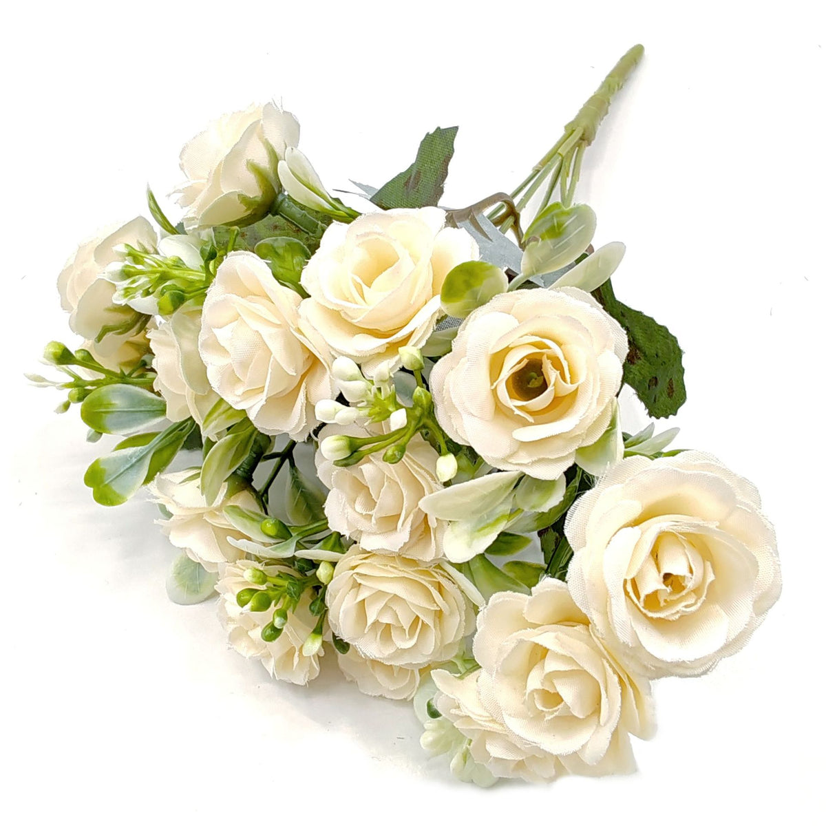 Bouquet de 15 roses artificielles en polyester, 30 cm, décoration intérieure et mariage