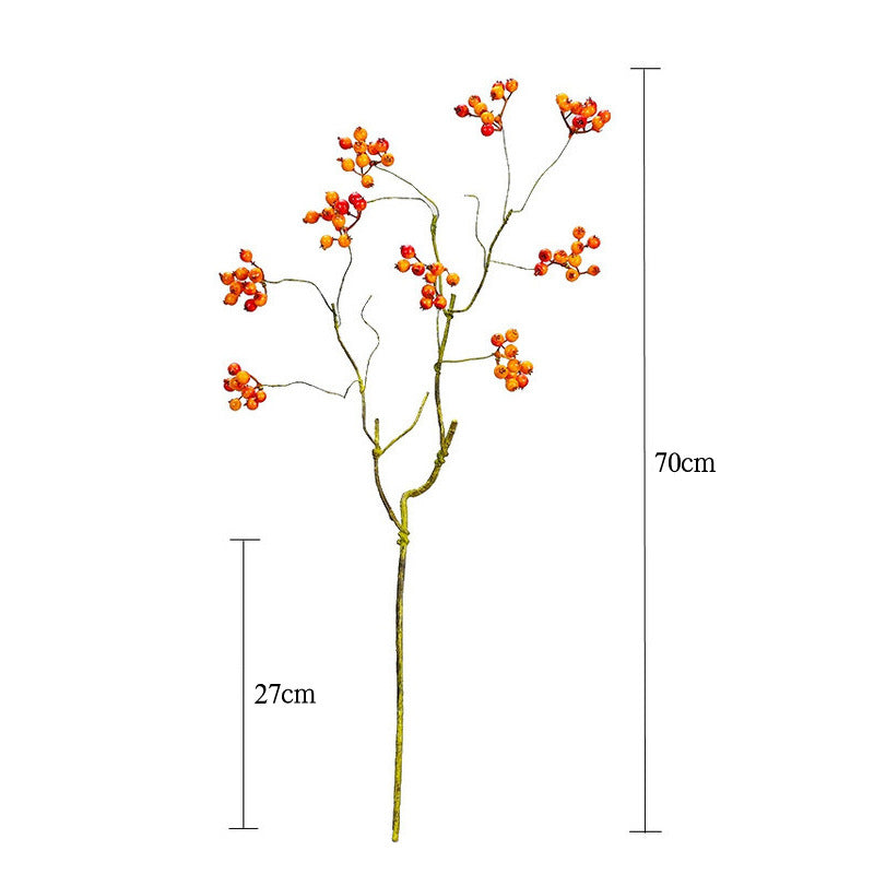 Branche de baies artificielles, 9 baies rouges et houx, décoration intérieure élégante, 70 cm