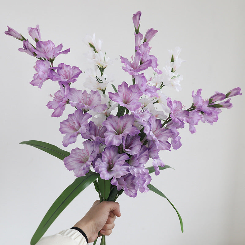 Fleur artificielle Glaïeul, tige unique avec 12 fleurs, 86 cm, tissu soyeux, pour mariages et décoration intérieure