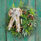 Couronne de Noël en pommes de pin et clochettes, décoration de porte campagne, 45 cm, style rustique élégant