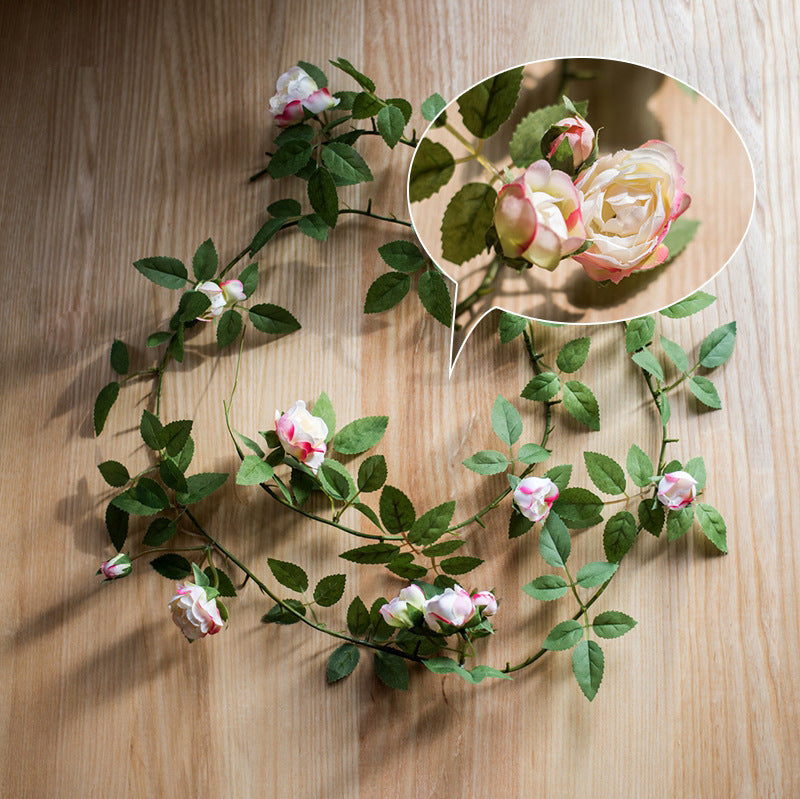 Guirlande de Roses Angustifolia et Petites Roses, 145 cm, Tissu Polyester, Décoration Murale et Arche de Mariage