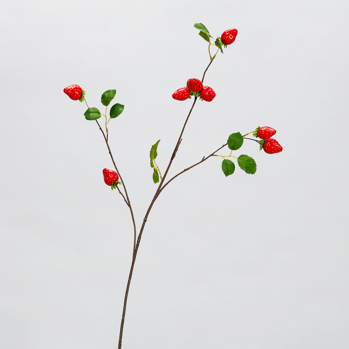Branche artificielle de fraises, 72 cm, 8 fruits, décoration intérieure élégante
