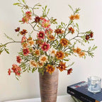 Fleur artificielle Marguerite, tige unique avec 9 fleurs, 84 cm, style rétro, polyester soyeux, décoration intérieure
