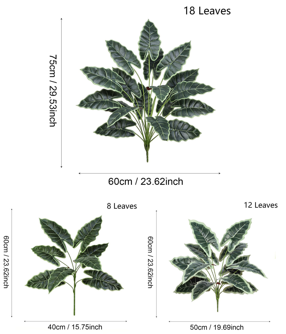 Plante Artificielle Alocasia, Décoration d'Intérieur et d'Extérieur, 60 cm, Style Scandinave