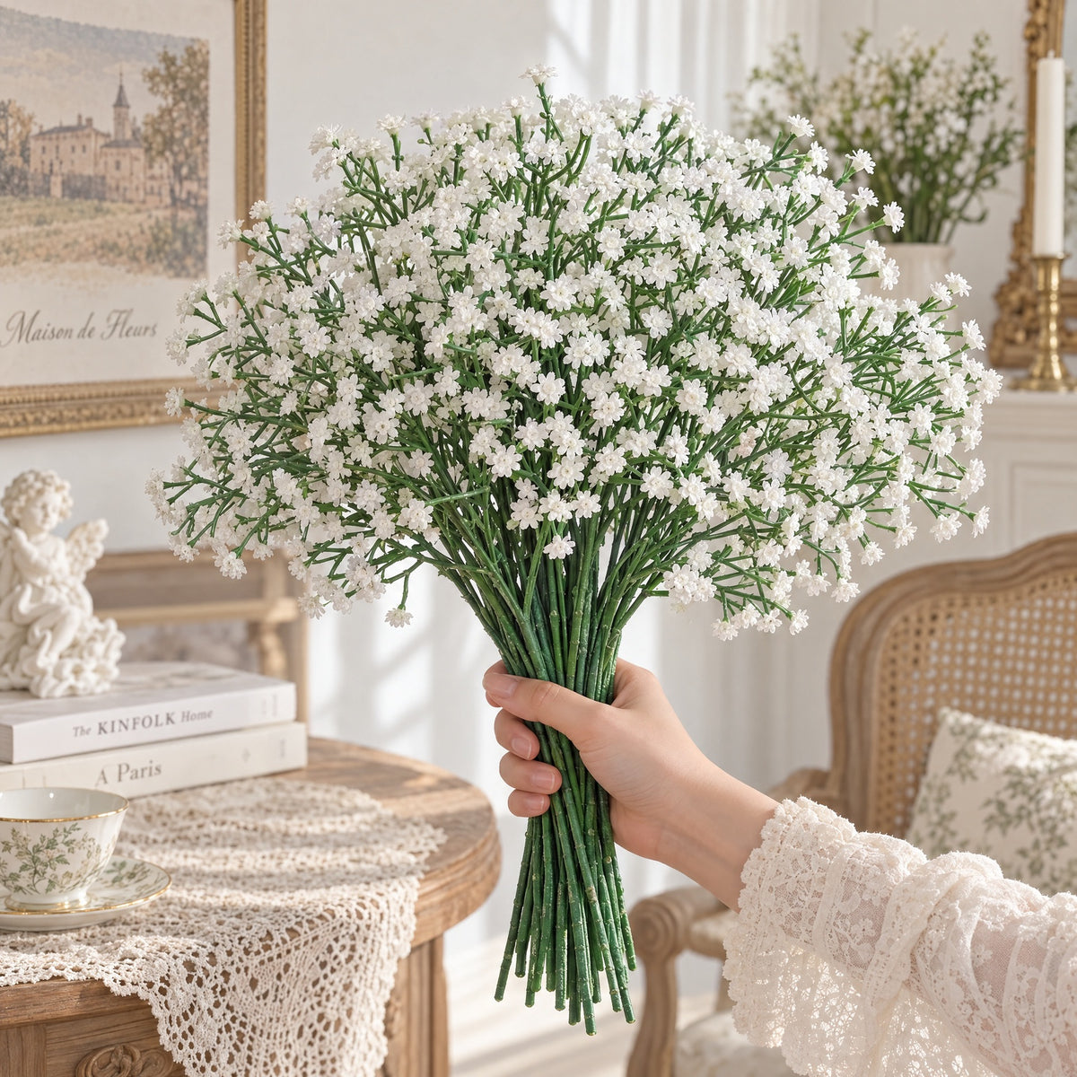10 tiges de gypsophile artificielle, 27 cm, idéales pour mariages et décoration intérieure