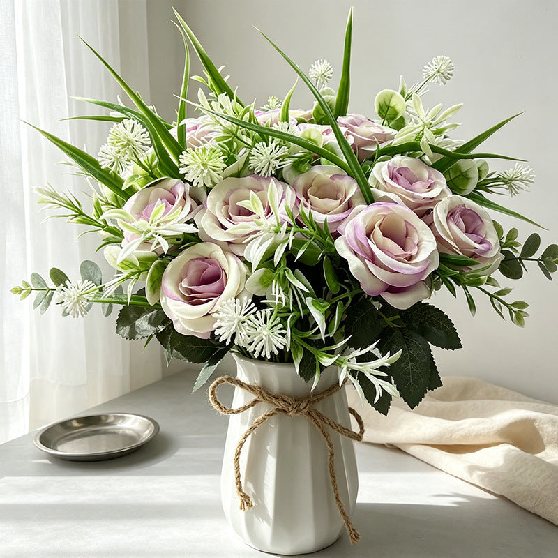 Bouquet de 18 roses artificielles, 40 cm, style champêtre moderne, décoration intemporelle pour mariage, maison et commerce