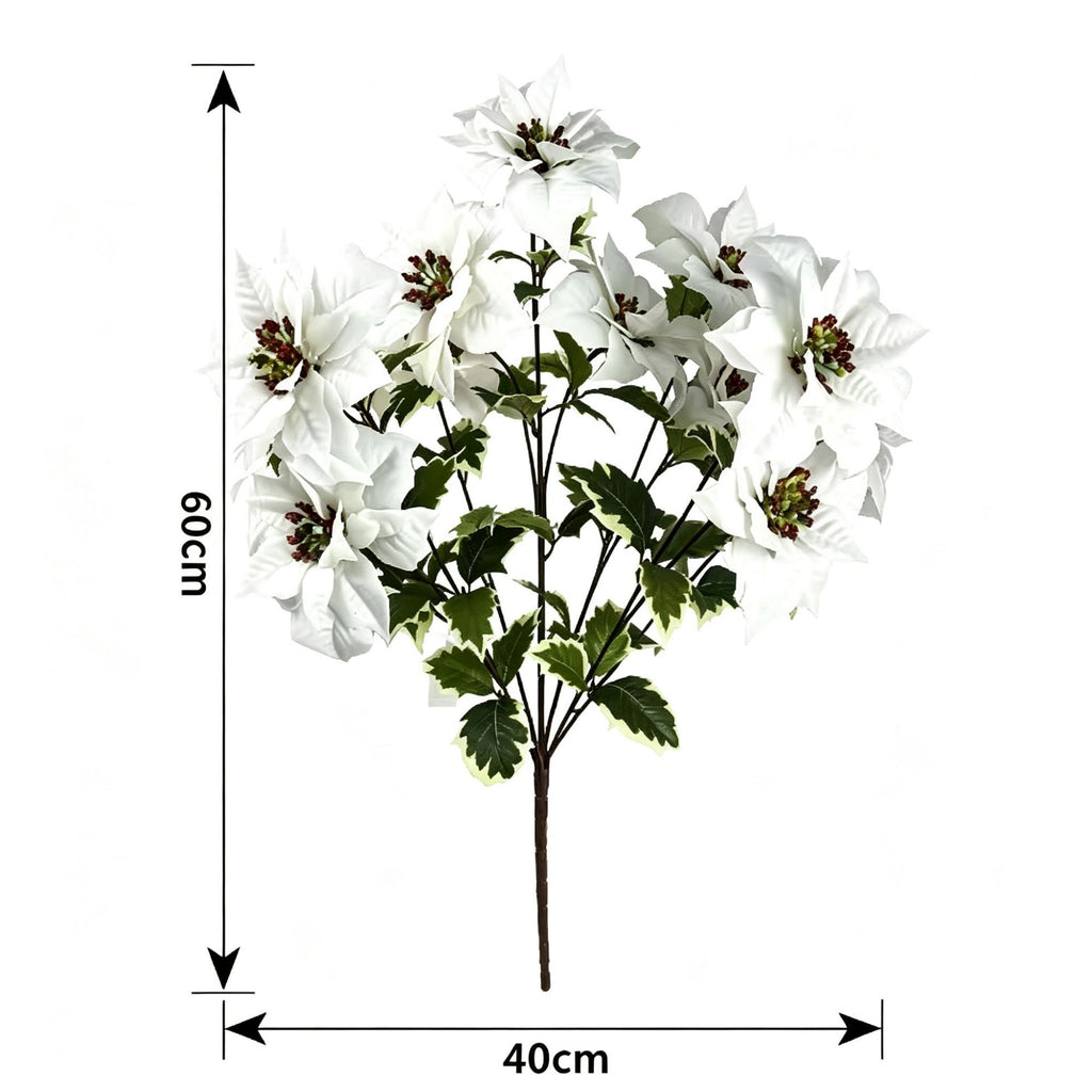Branche de Poinsettia Artificiel, 12 Fleurs, 45 cm, Décoration de Mariage ou Maison