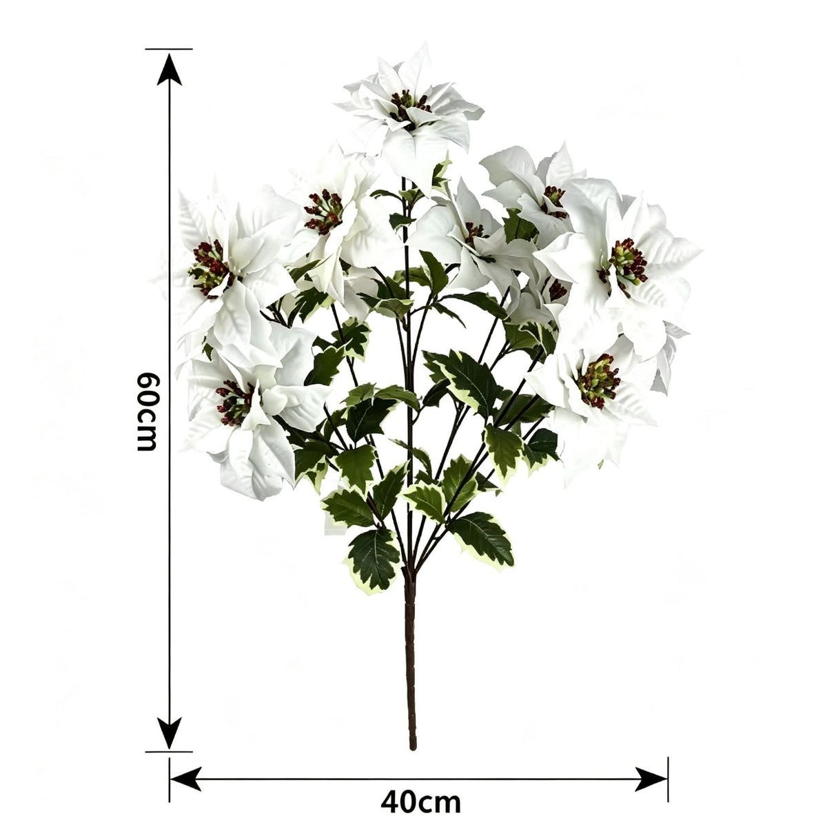 Branche de Poinsettia Artificiel, 12 Fleurs, 45 cm, Décoration de Mariage ou Maison