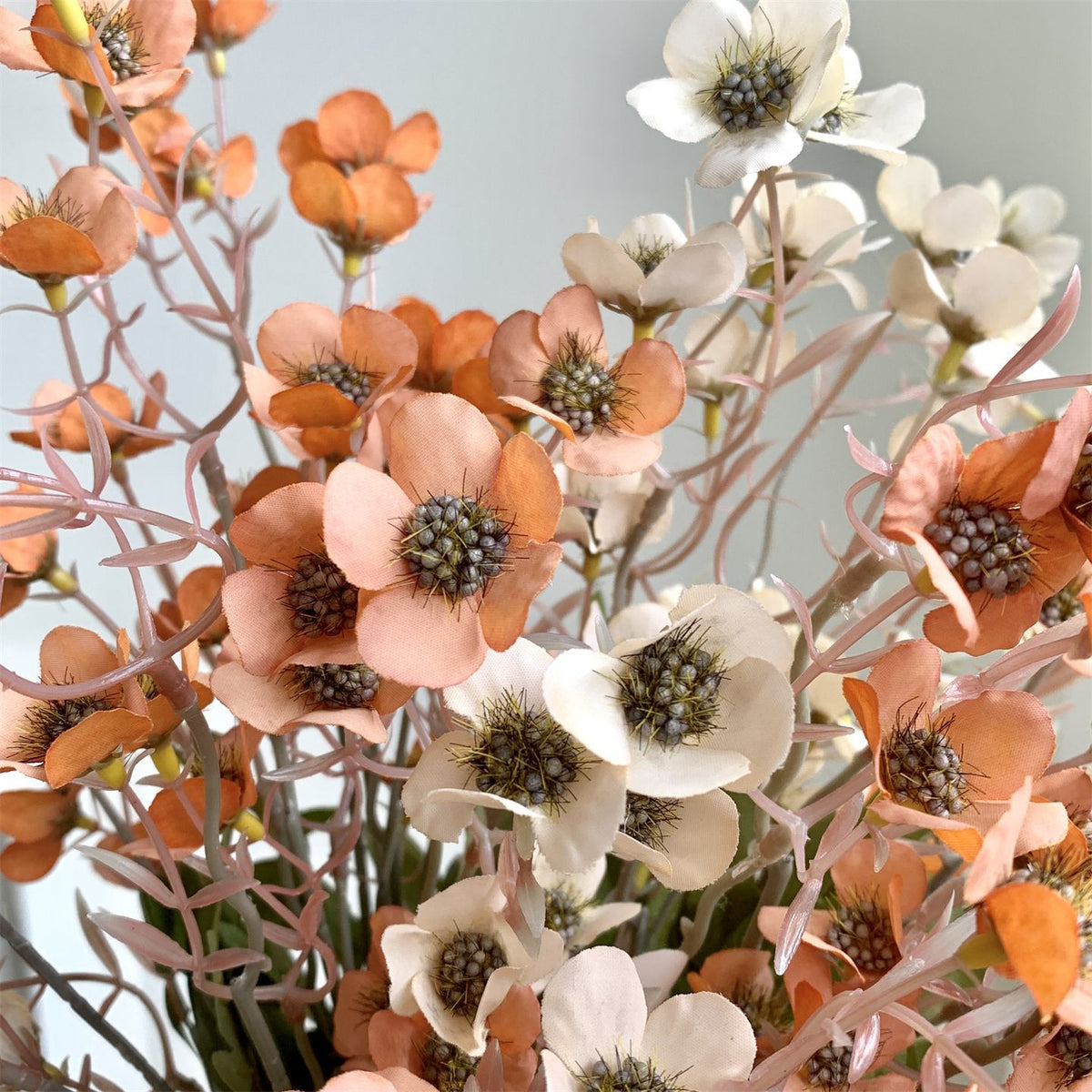 Bouquet de fleurs artificielles en soie polyester, 15 fleurs de prunier, 58 cm, décoration intérieure, style rétro