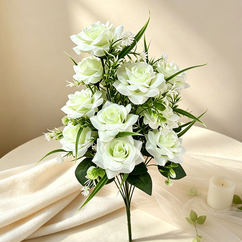 Bouquet de 18 roses artificielles réalistes 40 cm, décoration élégante pour mariage, maison, extérieur, commerce