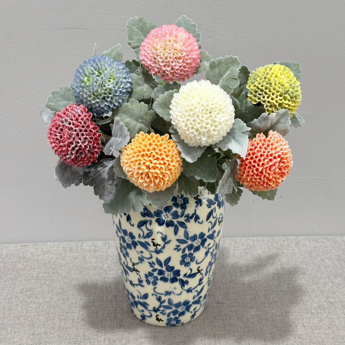 Fleur artificielle Chrysanthème Boule, Tige Unique, 37 cm, Polyester Soie, Décoration Intérieure, Mariage, Bureau