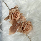 Rose artificielle Alice, tige unique avec 2 fleurs, 80 cm, tissu soyeux, décoration de mariage et maison