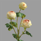 Fleurs artificielles en polyester, rosier thé à 3 têtes, 52 cm, pour décoration intérieure
