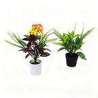 Composition Décorative en Faux Feuillage, Démon de l'Œil de Tradescantia et Impatiens, 29 cm, Pour Bureau et Intérieur