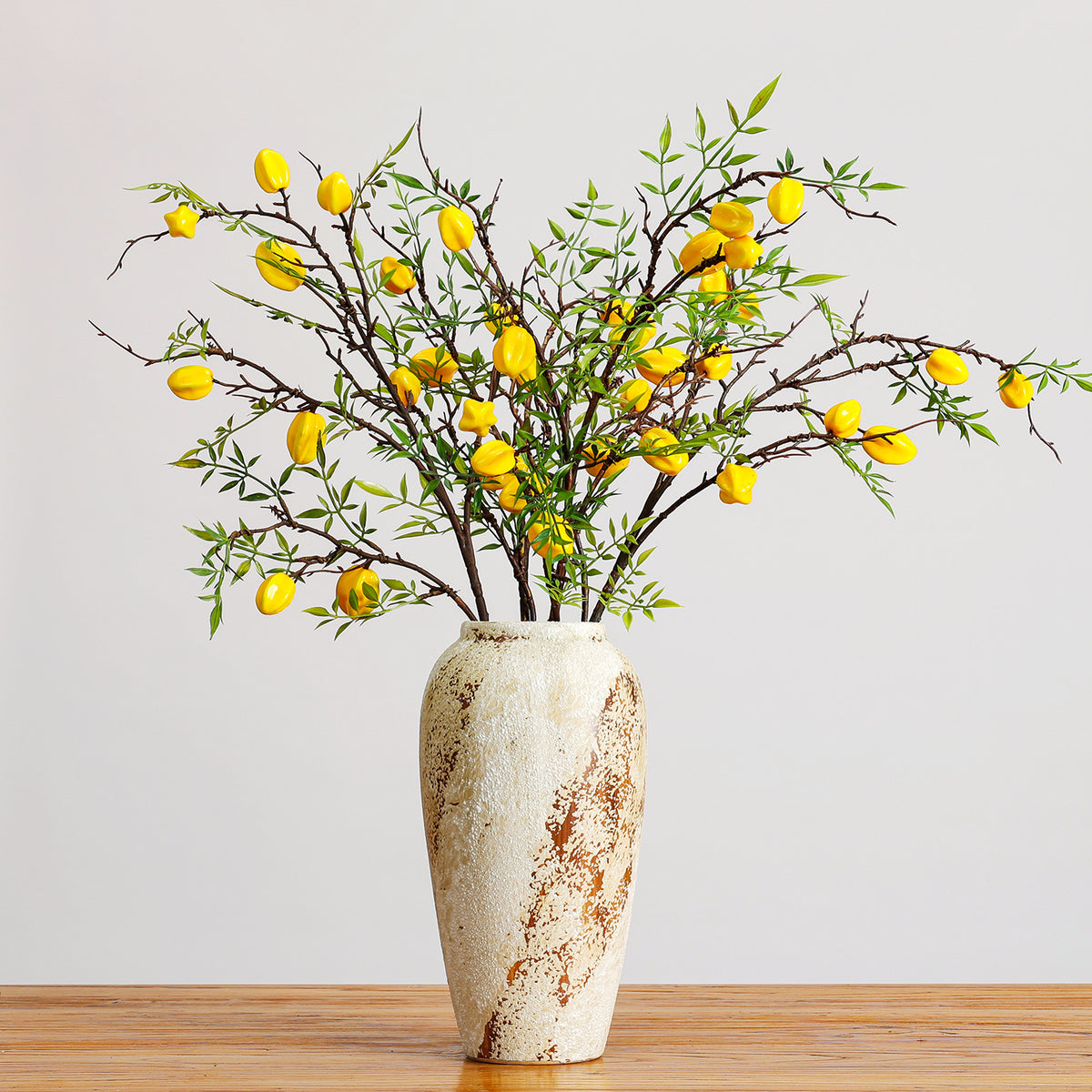 Branche artificielle de carambolier avec fruits, 100 cm, décoration intemporelle pour maison, mariage, commerce
