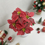 Plante Artificielle Poinsettia avec 5 Fleurs, Décoration de Noël, 52 cm