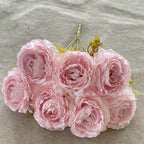 Bouquet de Pivoines en Tissu Soie, 7 Fleurs, 40 cm, Décoration Élégante pour Mariage et Intérieur
