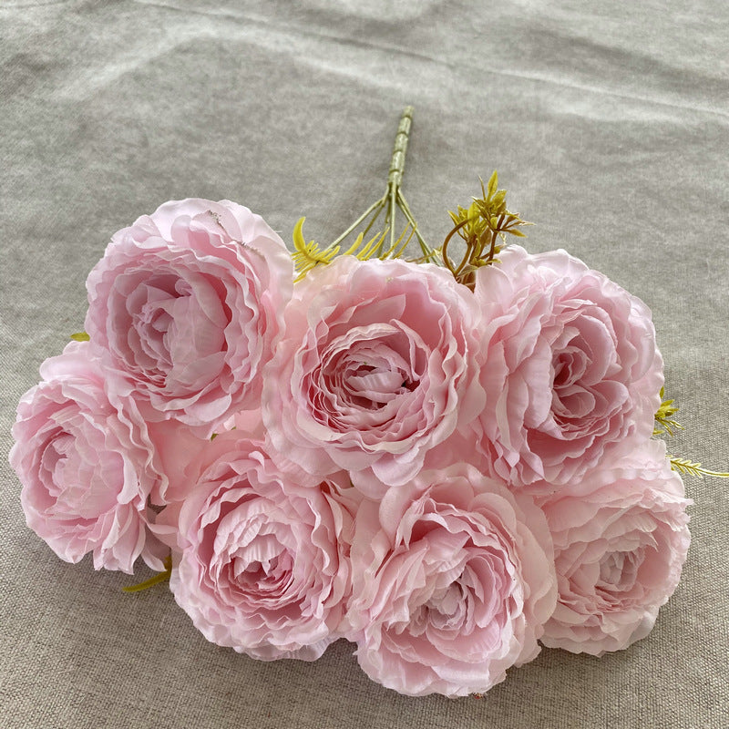 Bouquet de Pivoines en Tissu Soie, 7 Fleurs, 40 cm, Décoration Élégante pour Mariage et Intérieur