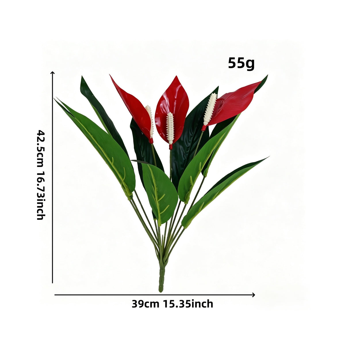 Anthurium artificiel, bouquet de 12 fleurs, 42,5 cm, plastique PE/PVC, décoration intérieure, mariage, événements