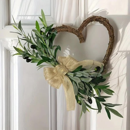 Couronne de feuilles d'olivier artificielle, 45 cm, décoration intérieure élégante