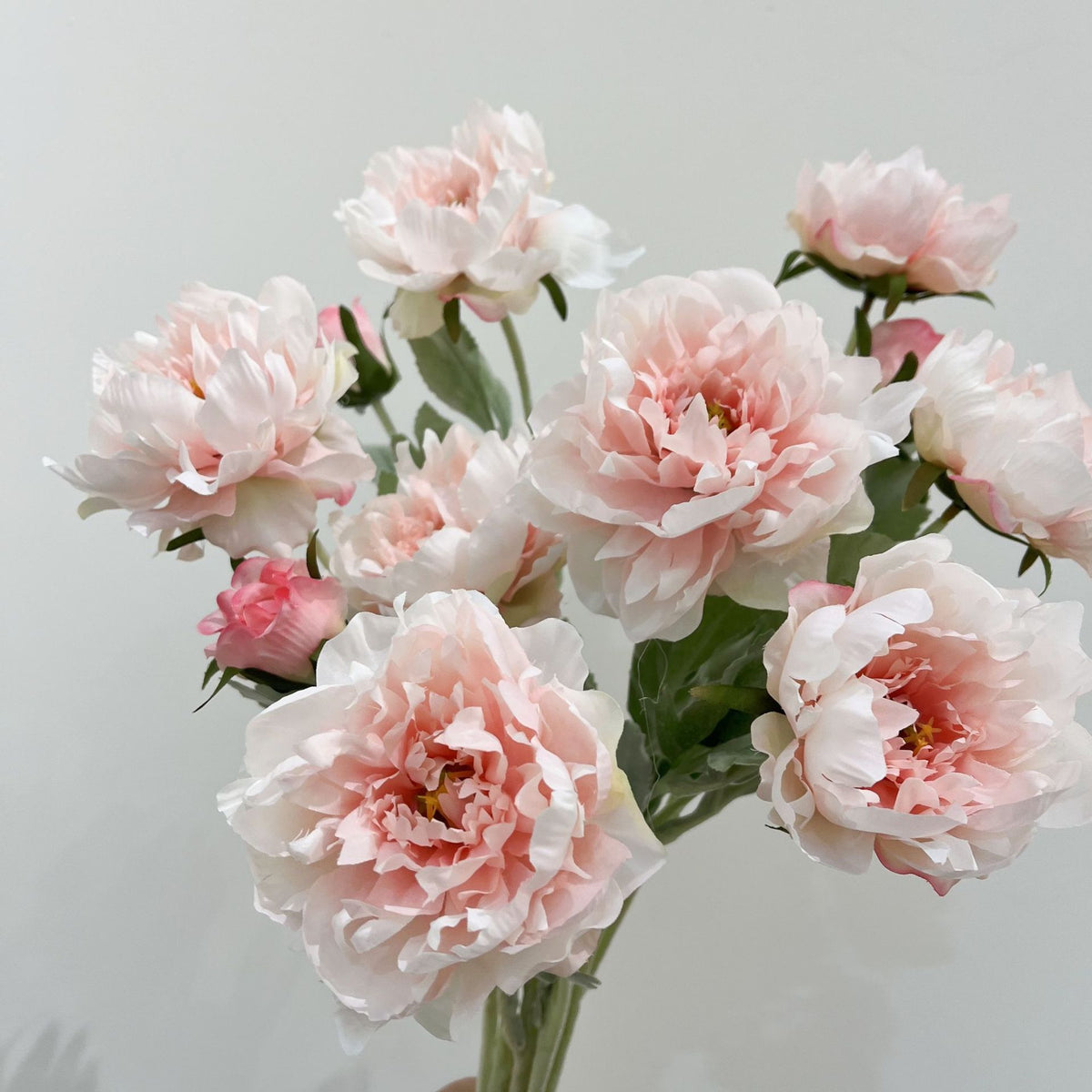 Tige unique de pivoine artificielle en tissu soyeux, 50 cm avec 3 fleurs, décoration intérieure élégante