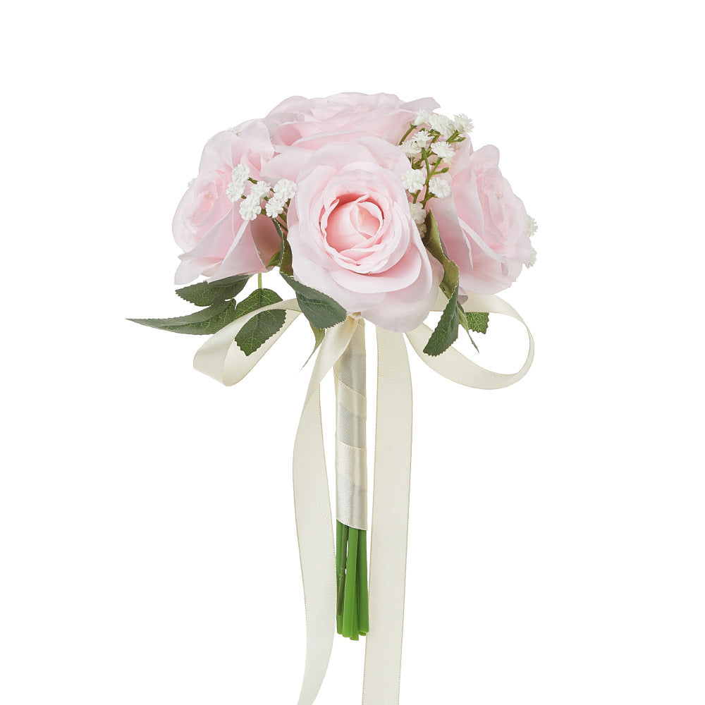 Bouquet de roses et gypsophile artificiel, 27,5 cm, idéal pour les mariages