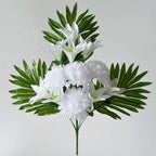Bouquet de 12 fleurs artificielles de lys et chrysanthèmes, 56 cm, décoration extérieure