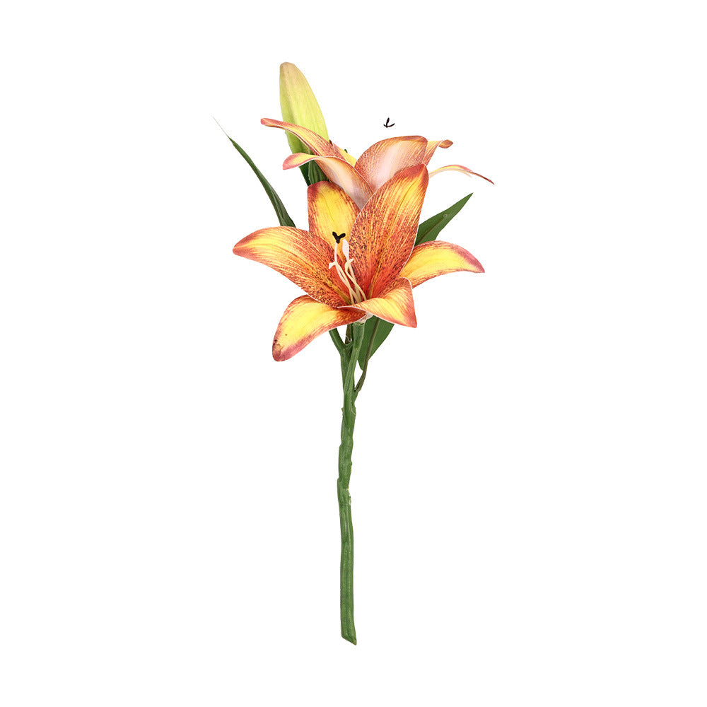 Tige unique de lys artificiel, 3 fleurs, 41 cm, décoration intérieure et événements