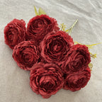 Bouquet de Pivoines en Tissu Soie, 7 Fleurs, 40 cm, Décoration Élégante pour Mariage et Intérieur