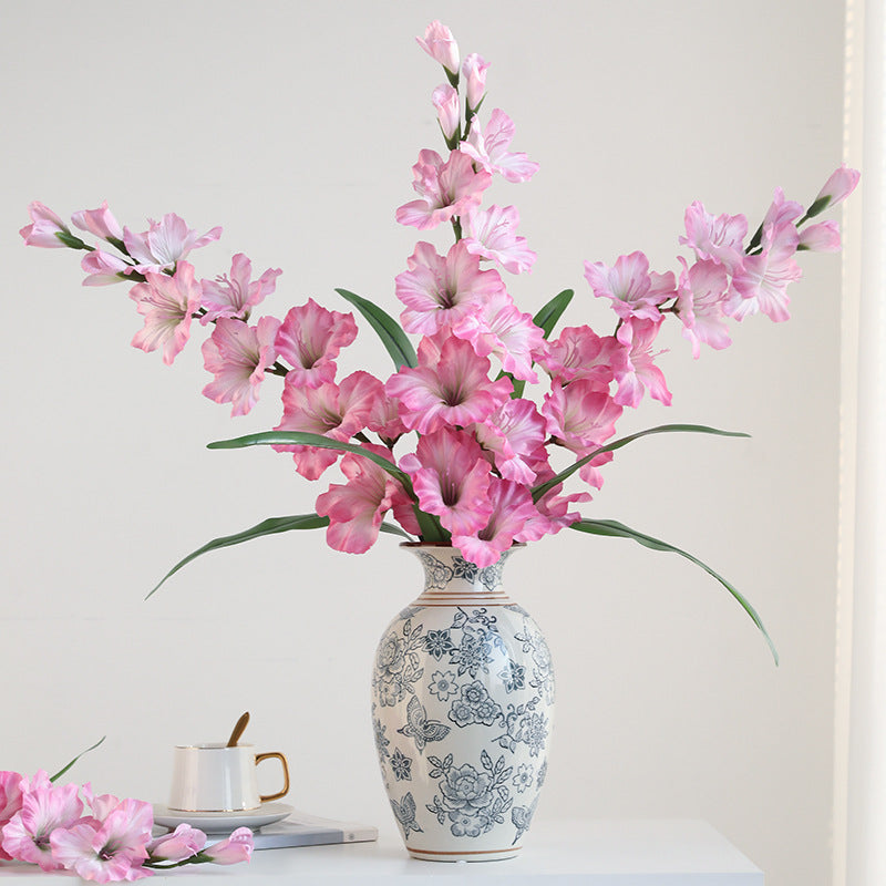 Fleur artificielle Glaïeul, tige unique avec 12 fleurs, 86 cm, tissu soyeux, pour mariages et décoration intérieure
