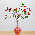 Branche artificielle de fraises, 72 cm, 8 fruits, décoration intérieure élégante