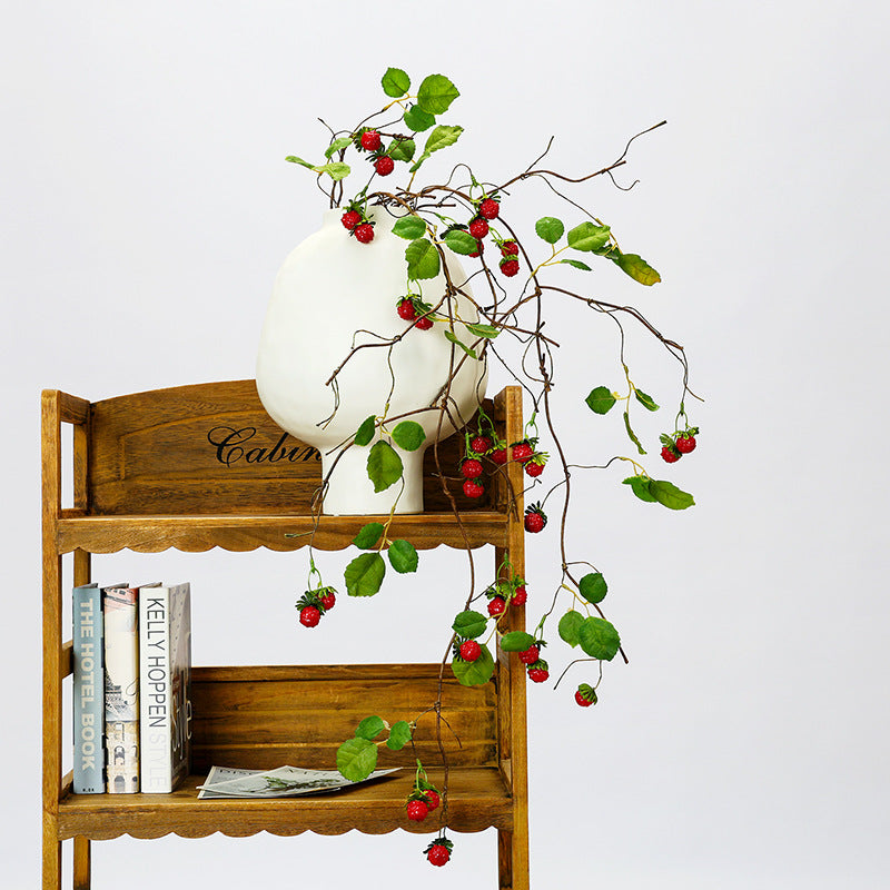 Lierre artificiel avec baies de framboises, 97 cm, décoration murale ou d'intérieur