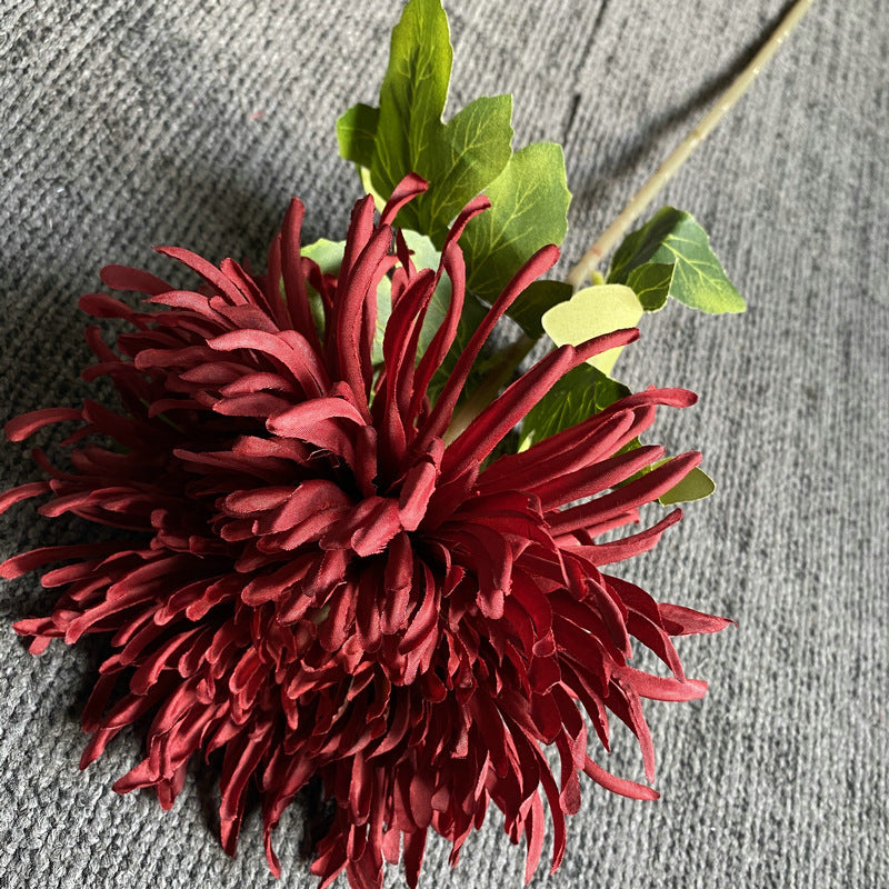 Fleur artificielle Chrysanthème Griffe de Dragon à tige unique, 73 cm, soie polyester, décoration intérieure et mariage