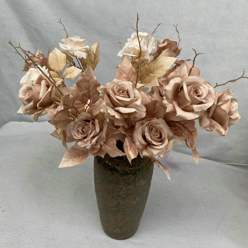 Rose artificielle Alice, tige unique avec 2 fleurs, 80 cm, tissu soyeux, décoration de mariage et maison
