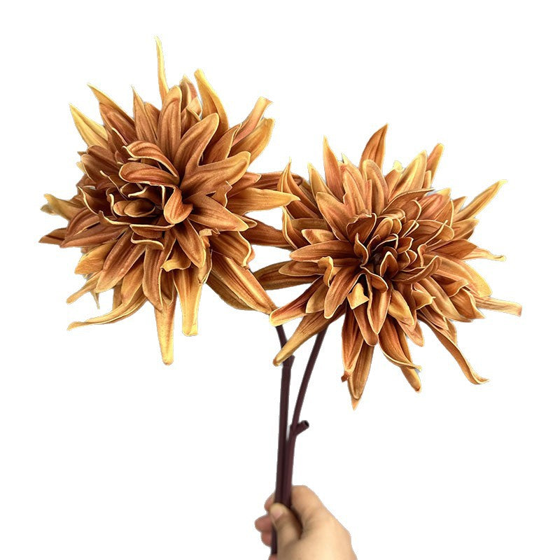Fleur artificielle en PU, tige unique chrysanthème, 62 cm de haut, tête de 20 cm, décoration intérieure élégante, mariage & maison