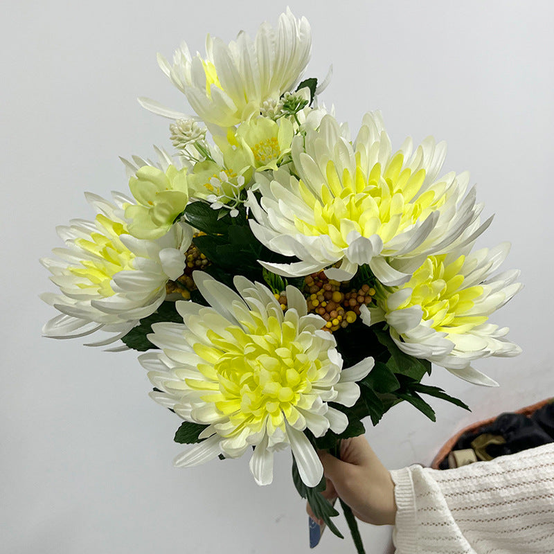 Bouquet de Chrysanthèmes Artificiels, 52 cm, Décoration Élégante pour Mariage et Fêtes