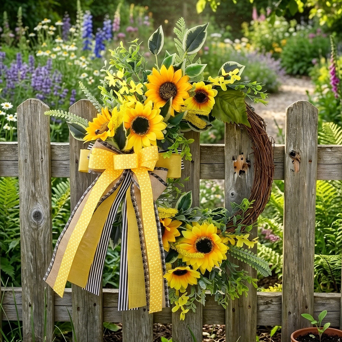 Guirlande de tournesols artificiels 45 cm, décoration automnale pour porte, mariage, fête, intérieur et extérieur