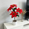 Fleur artificielle Poinsettia 5 têtes, 39 cm, décoration de Noël et mariage, intérieur élégant