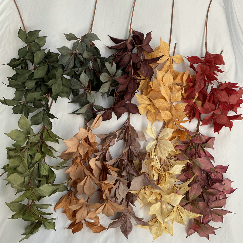 Feuille de Noisetier Artificielle, Tige Unique, 65 Feuilles, 100 cm, Velours, Décoration Élégante pour Mariage et Intérieur