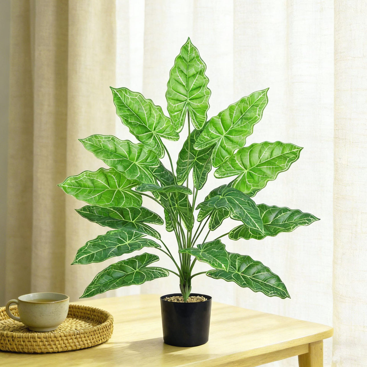 Plante Artificielle Colocasia, Décor Élégant pour Intérieur et Extérieur, 60 cm