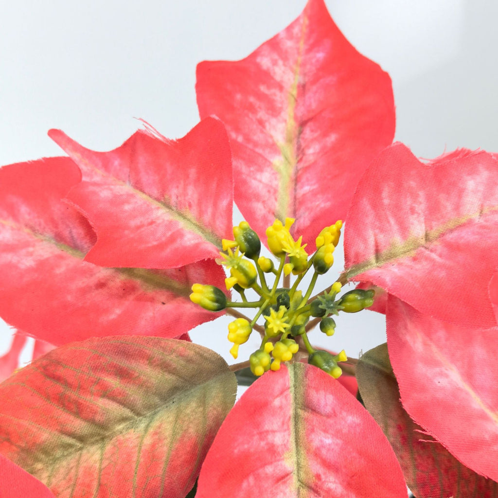 Plante artificielle Poinsettia avec 5 fleurs, 30 cm, plastique, décoration de Noël, intérieur/extérieur
