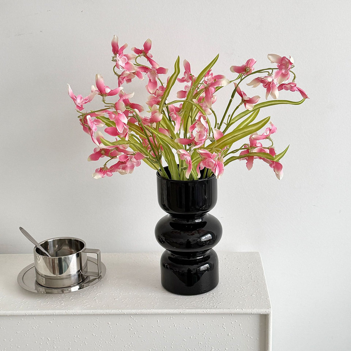 Fleur artificielle orchidée Cymbidium, tige unique, 50 cm, décoration intérieure élégante