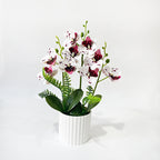 Pot de 9 orchidées papillon, plante artificielle en pot pour décoration intérieure, mariage et bureau, 31.5 cm