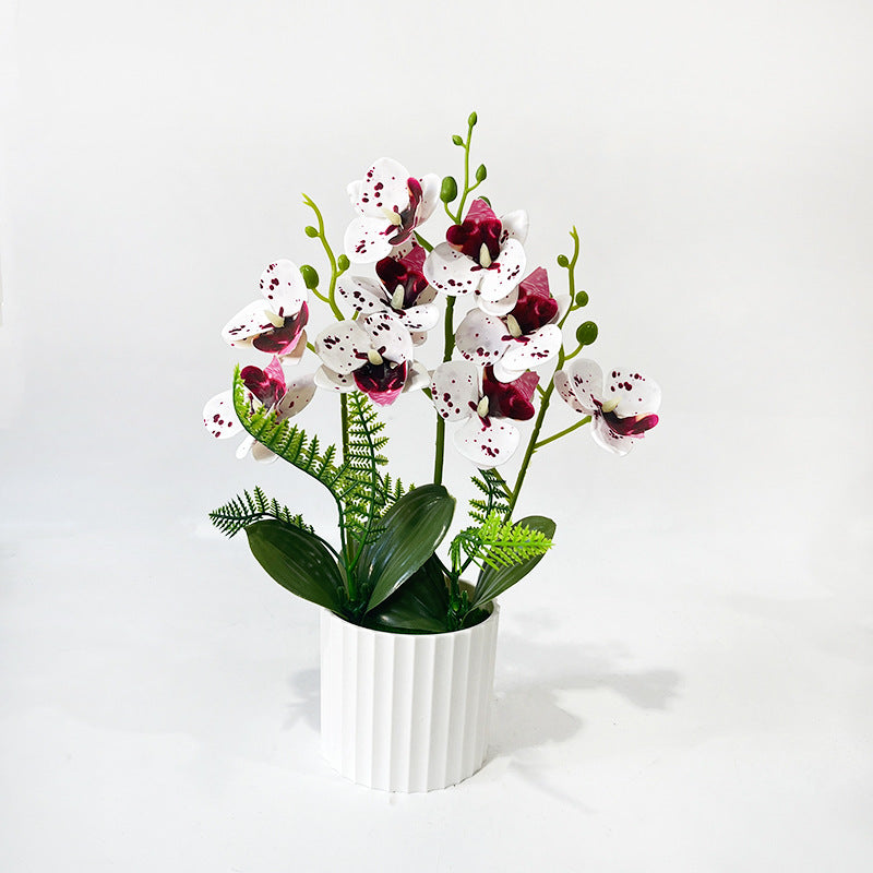 Pot de 9 orchidées papillon, plante artificielle en pot pour décoration intérieure, mariage et bureau, 31.5 cm