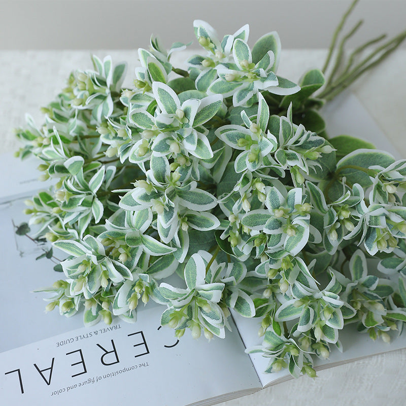 Feuilles artificielles de menthe avec bordure argentée, 47 cm, pour mariages et extérieurs