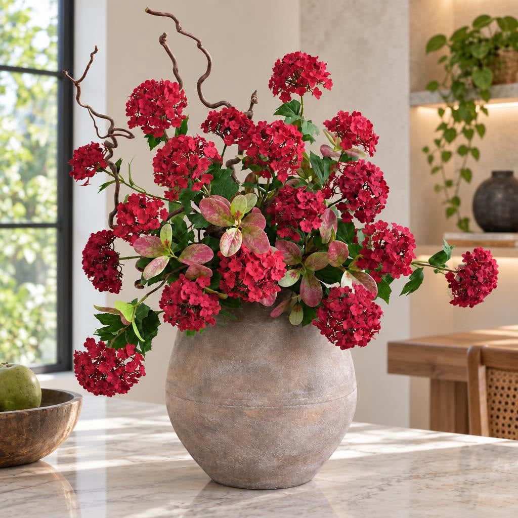 Fleur artificielle en tissu soyeux, hortensia boule de neige à 3 têtes, 70 cm, décoration d'intérieur élégante pour maison, mariage ou boutique