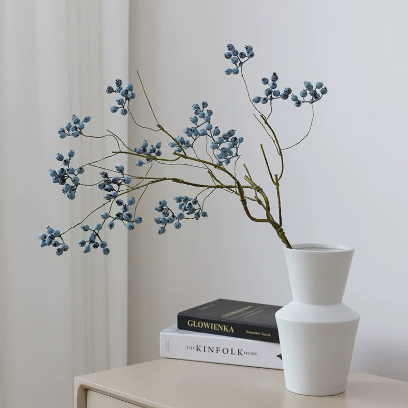 Branche de baies artificielles, 9 baies rouges et houx, décoration intérieure élégante, 70 cm