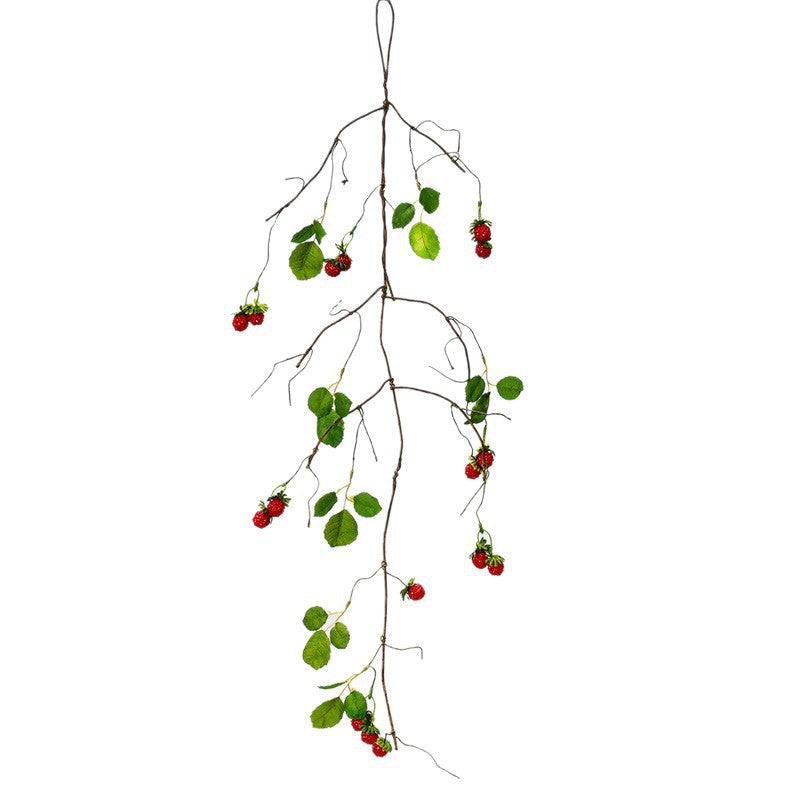 Lierre artificiel avec baies de framboises, 97 cm, décoration murale ou d'intérieur