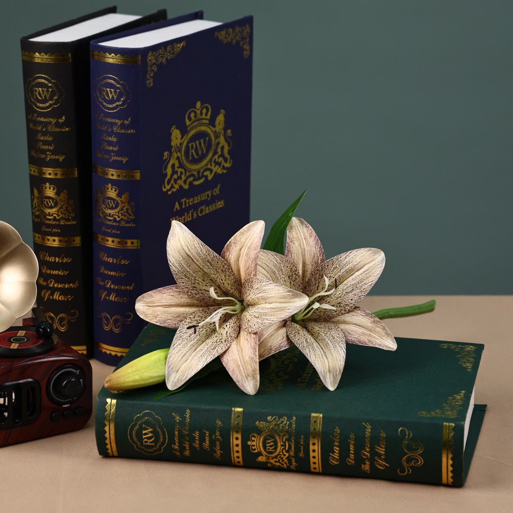 Tige unique de lys artificiel, 3 fleurs, 41 cm, décoration intérieure et événements
